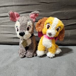 Disney Lady & Tramp Plush Mini Dog mutt cocker spaniel vintage Set New vintage